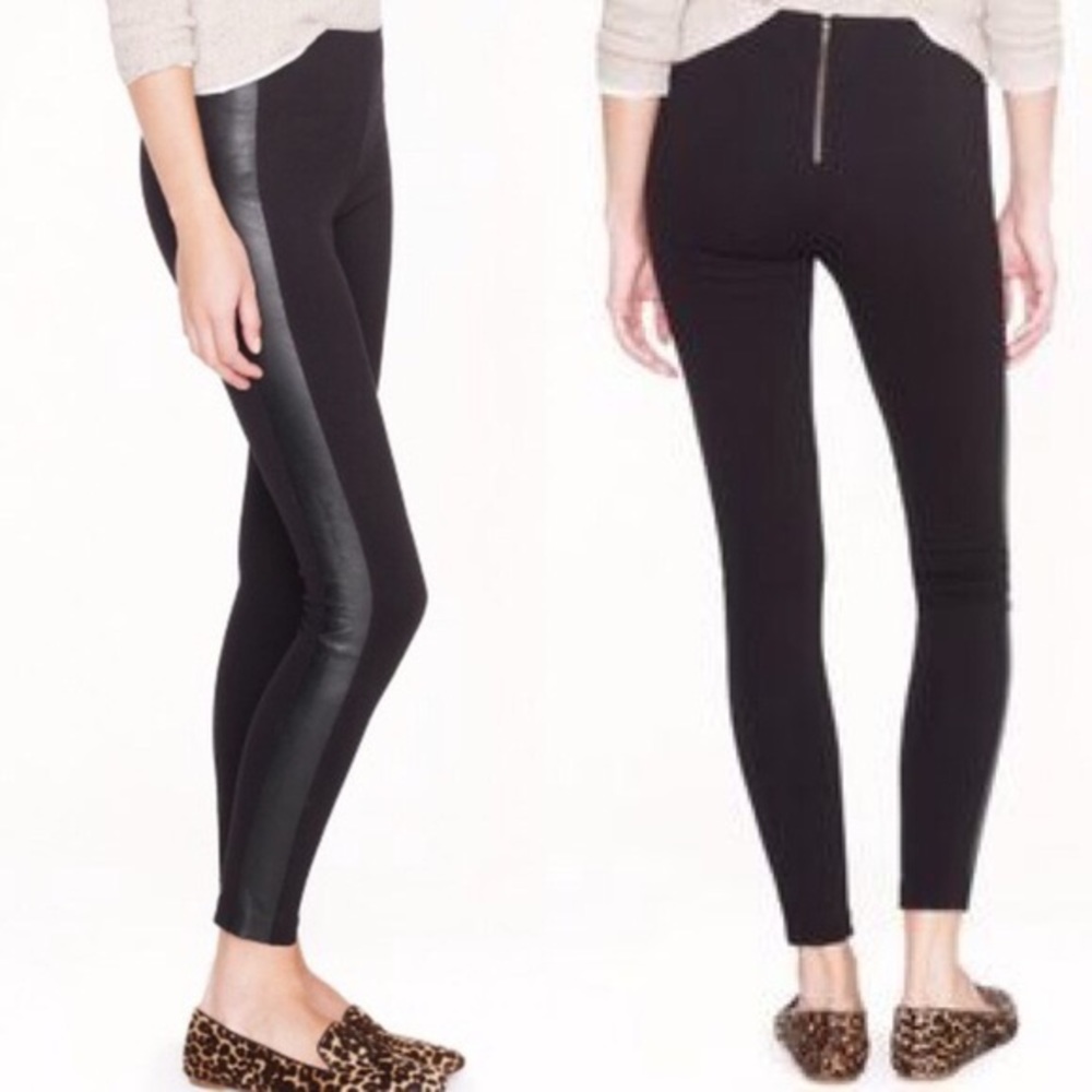 NWOT J Crew Pixie Pant Leather Tuxedo Stripe Black